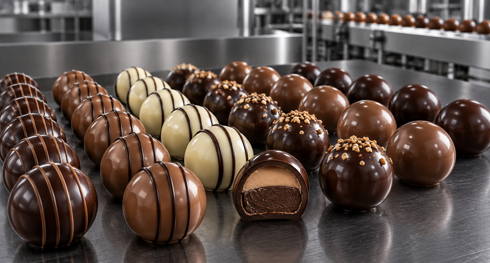 Illustration of decorated sandwich chocolate balls