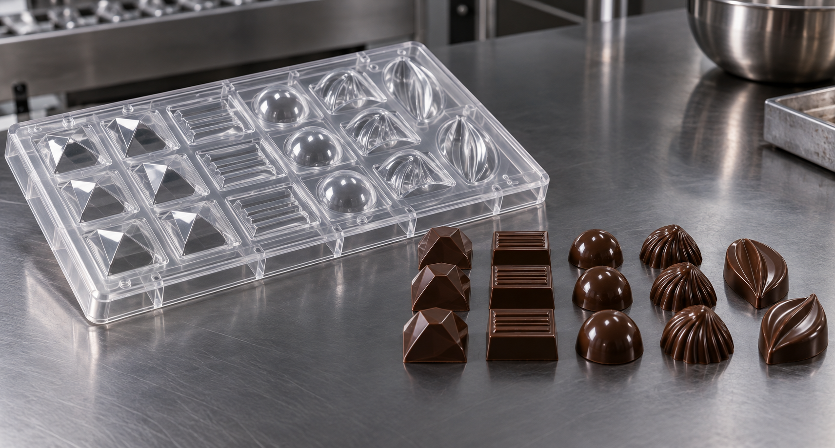 Illustration of custom moulded chocolate shapes