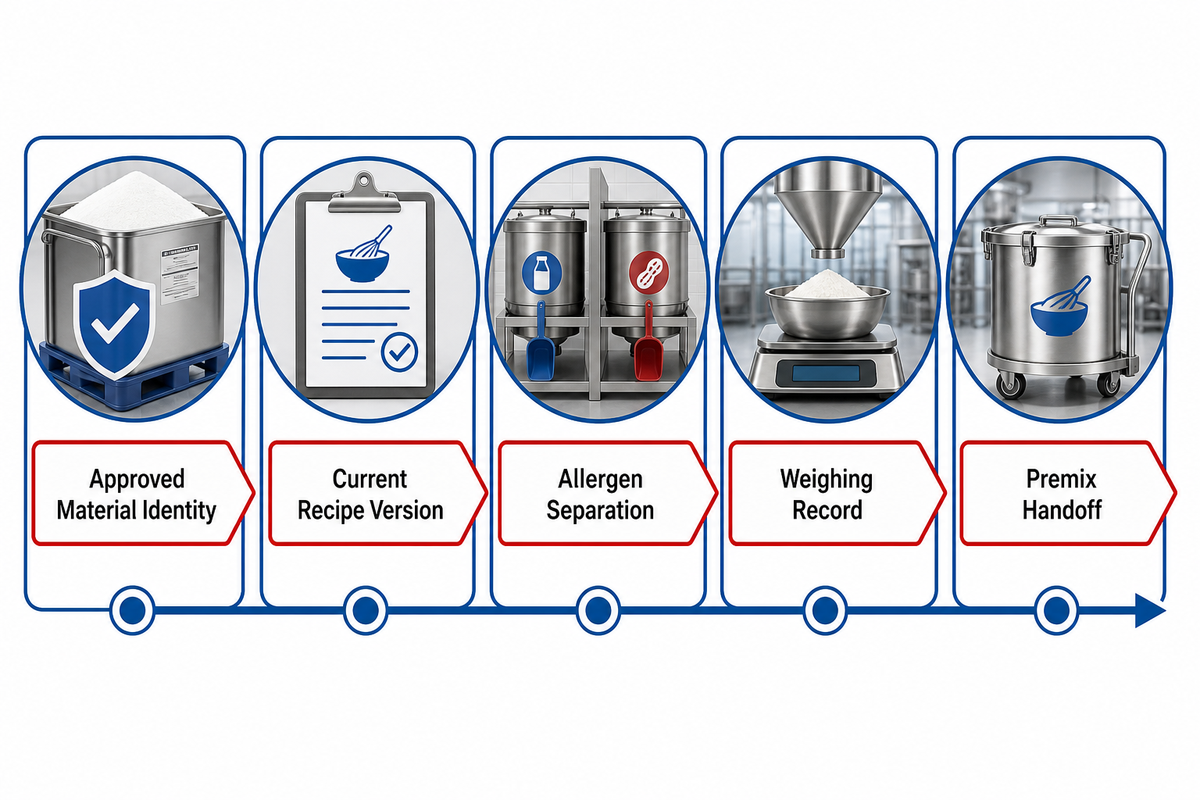 Stage 1: Receive, Identify, Weigh, and Pre-Mix Ingredients — SINOFUDE