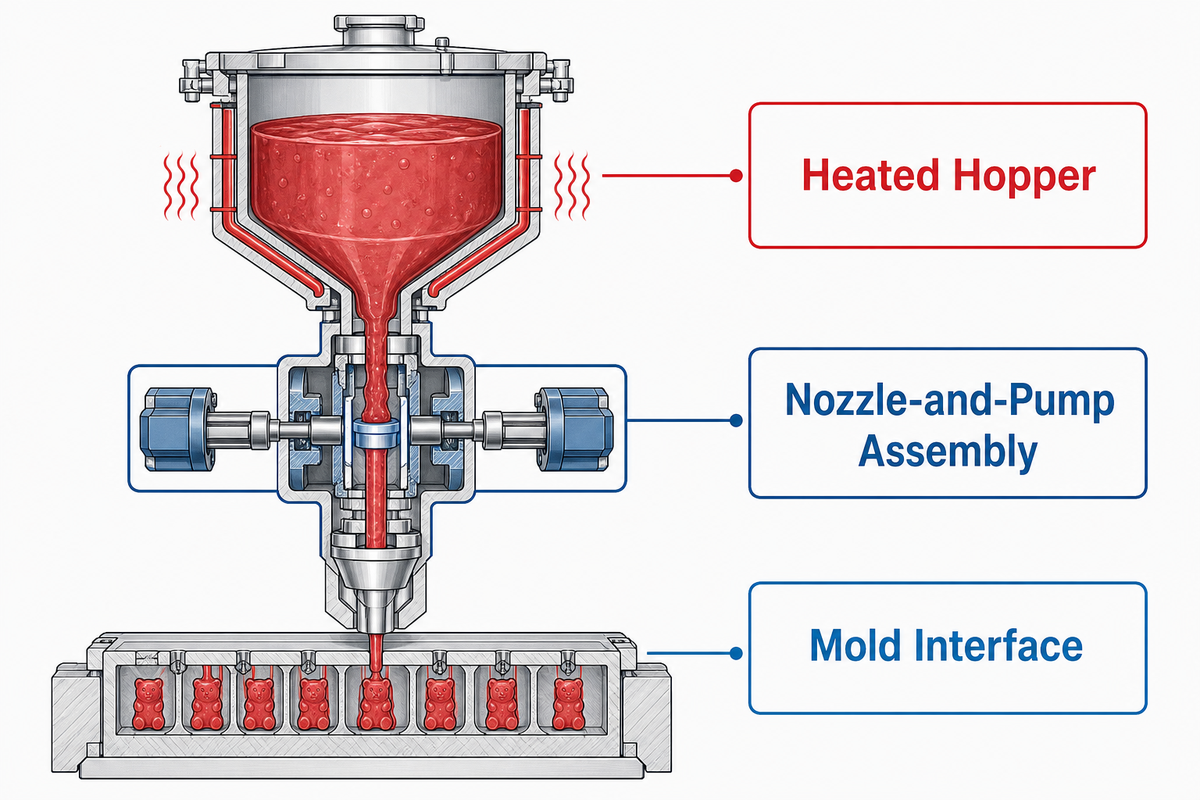 What a Gummy Depositor Actually Does: Hopper, Nozzles, and Molds — SINOFUDE