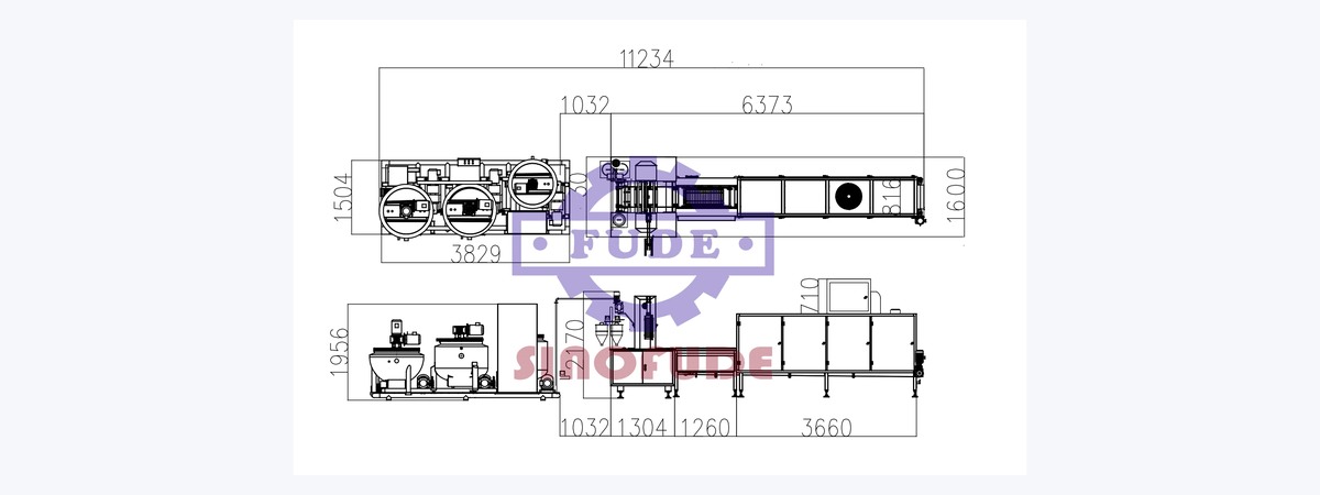 Technical layout drawing for a SINOFUDE nutraceutical gummy production line