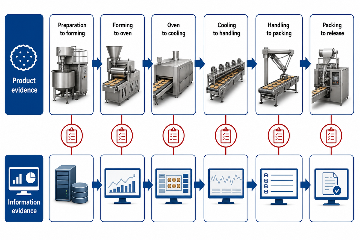 Product and information evidence must cross all six line handoffs together. Source: editorial synthesis.