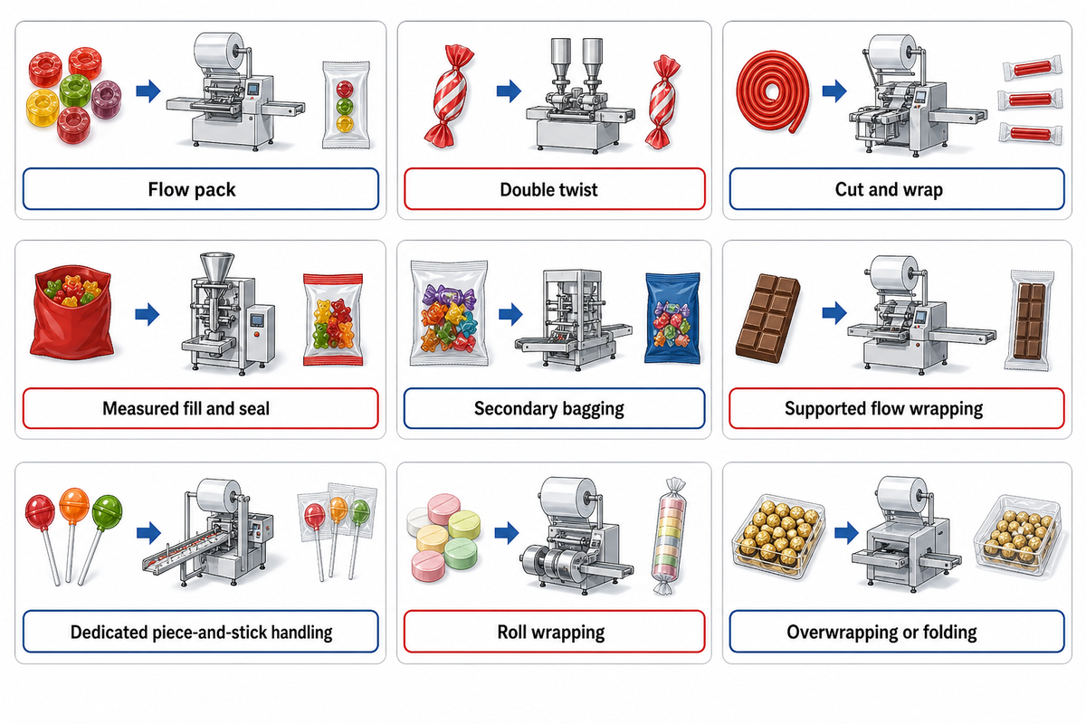 Nine candy-and-pack combinations require different mechanisms; guide synthesis, CFTRI packaging context.