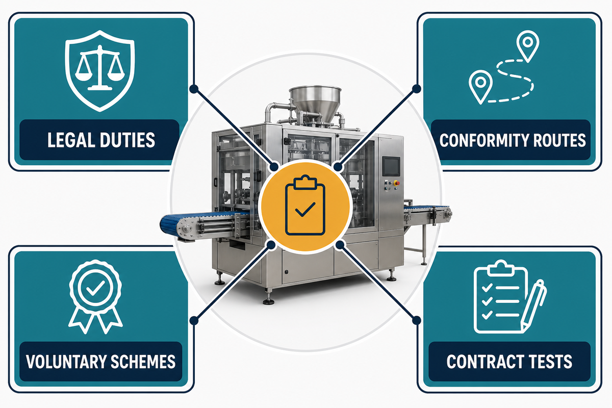 Four meanings of certification and compliance for food machinery buyers.