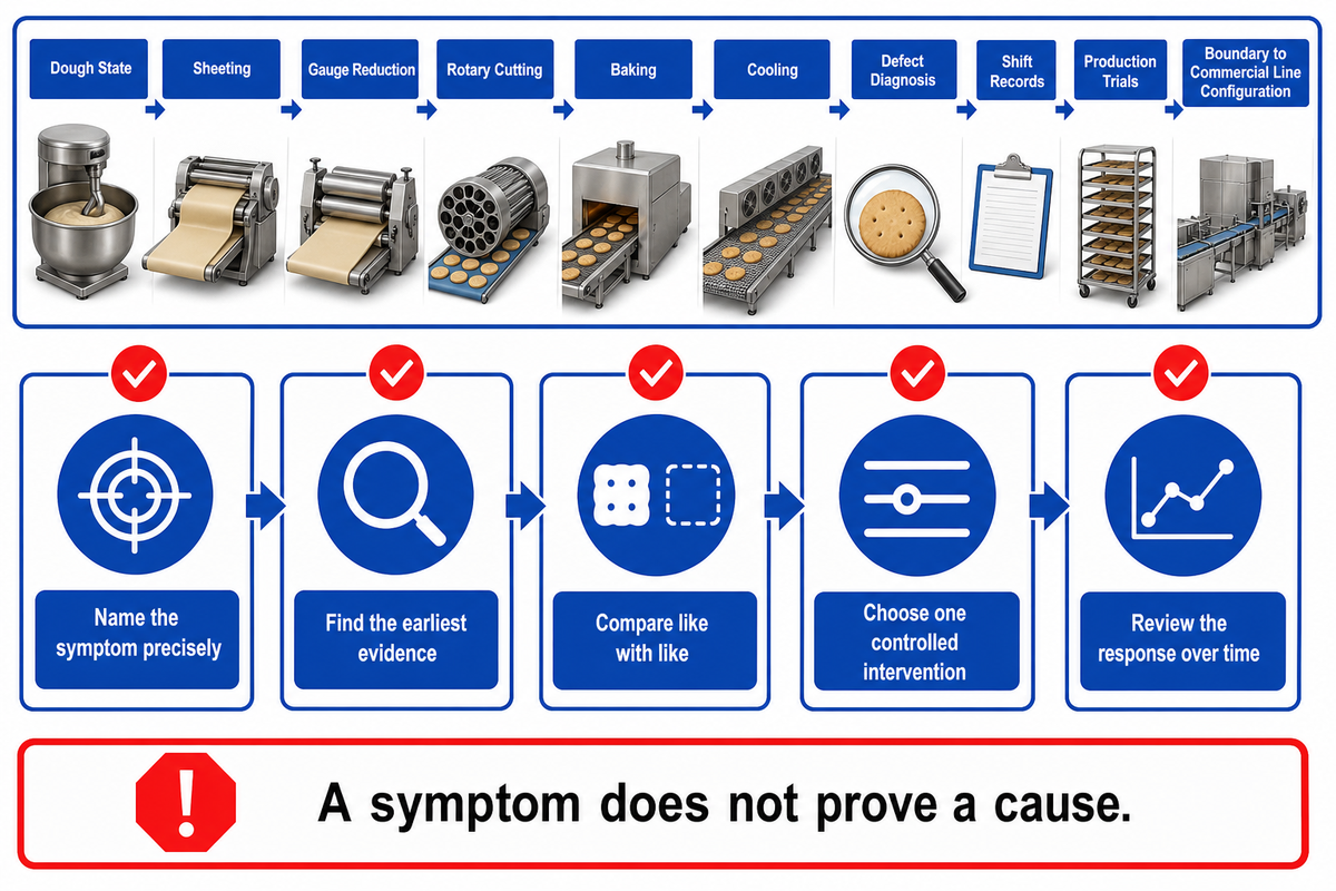 The Defect Backtrack Card follows five evidence stages before a controlled intervention