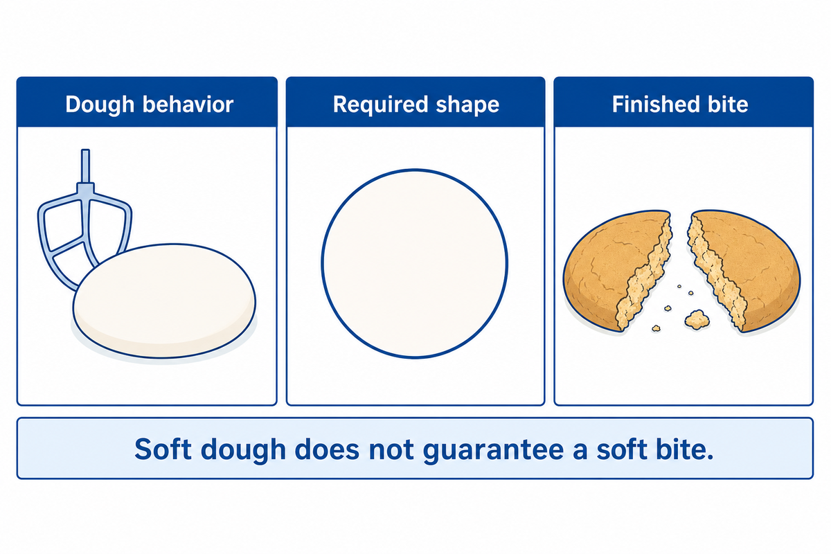 Soft dough does not guarantee a soft finished bite; Molina et al., 2021.